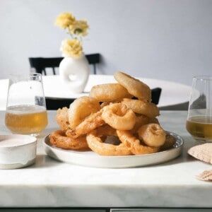 Beer-Battered Vidalia Onion Rings on plate