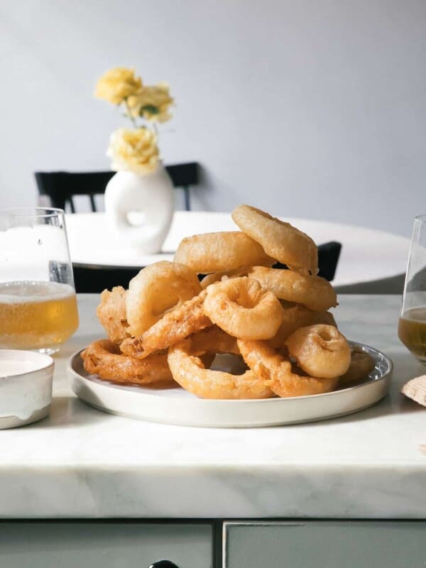 Beer-Battered Vidalia Onion Rings on plate