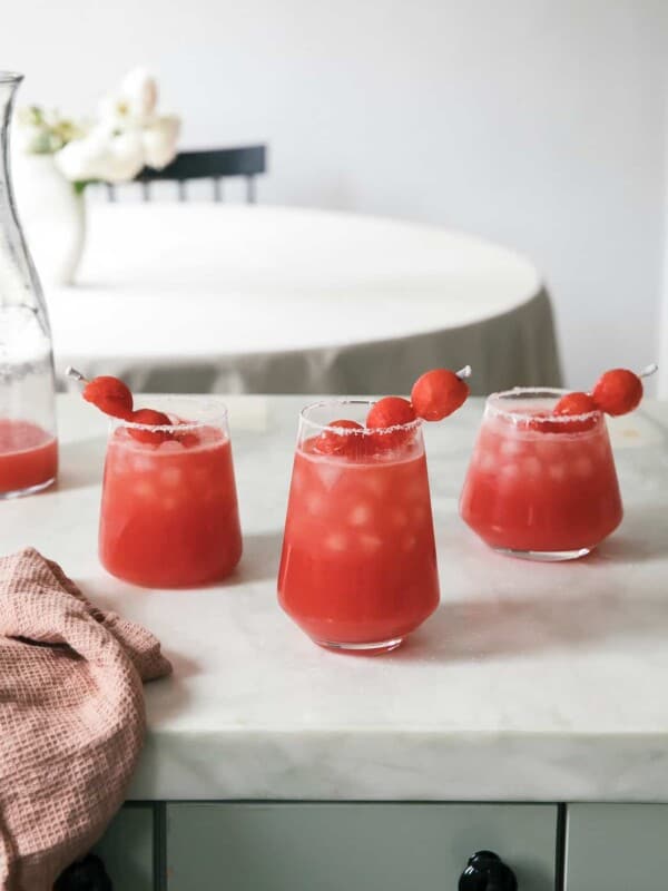 Watermelon Margaritas on counter