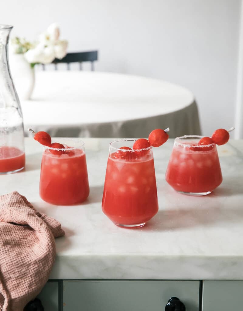 Watermelon Margaritas on counter
