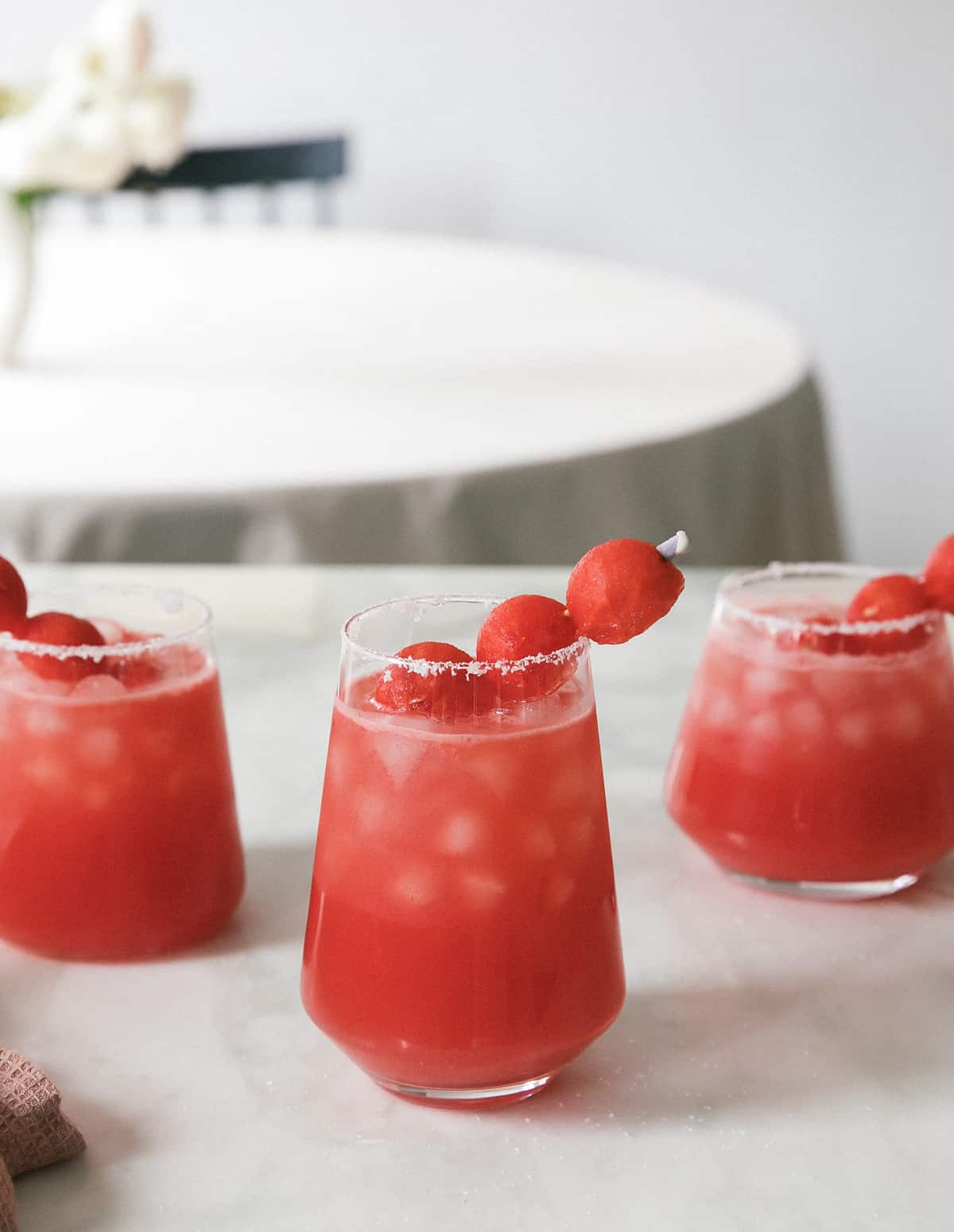 Watermelon Margaritas on counter