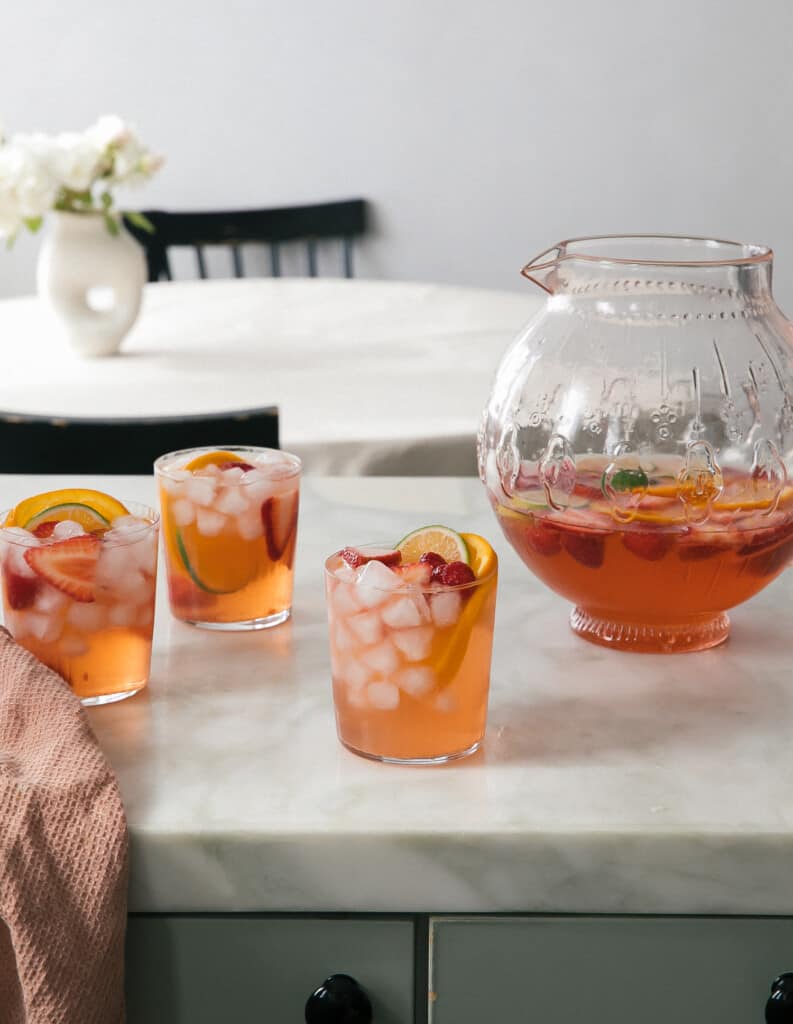 Rose Sangria in glasses