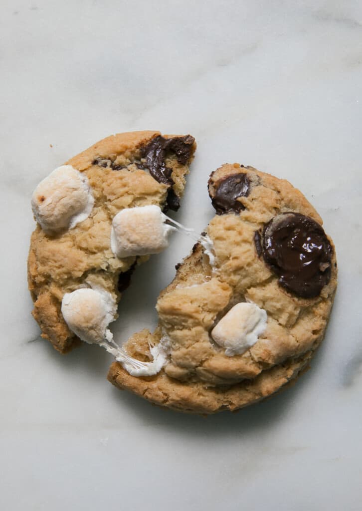 S'mores Cookies with gooey marshmallows. 
