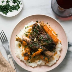 Garlic-y Braised Short Ribs overhead