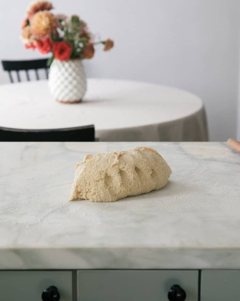 Dough on the counter. 