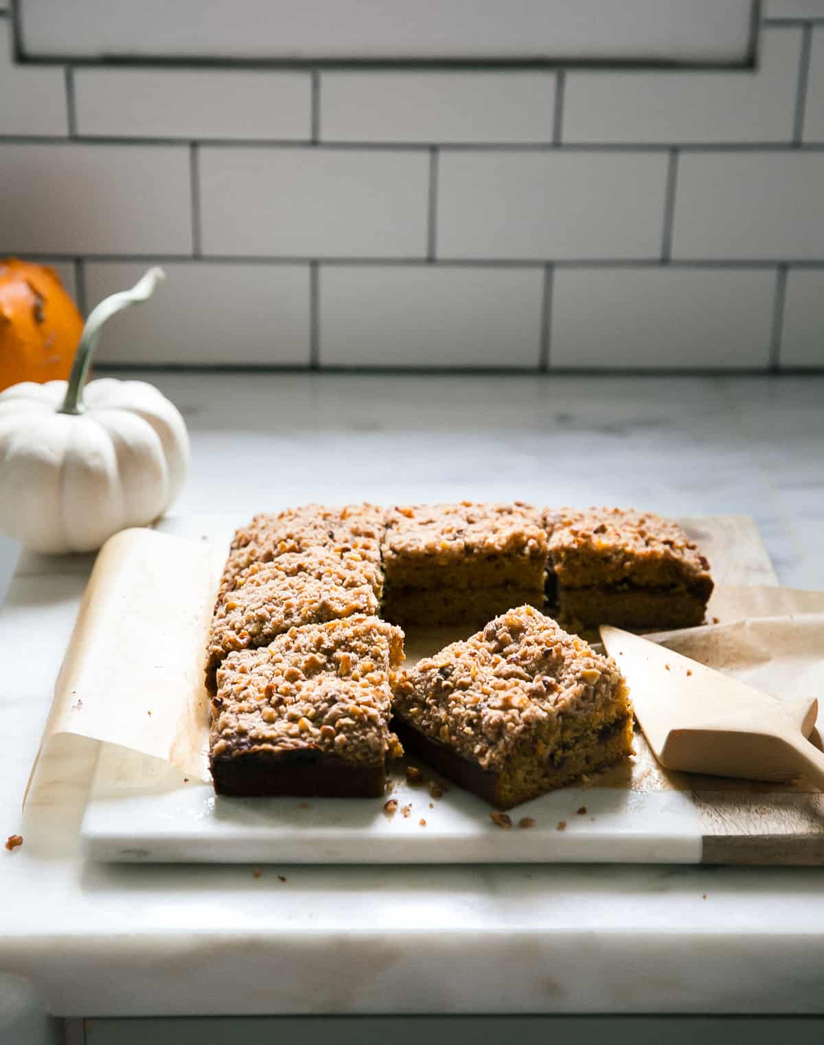 Pumpkin Coffee Cake on plate.