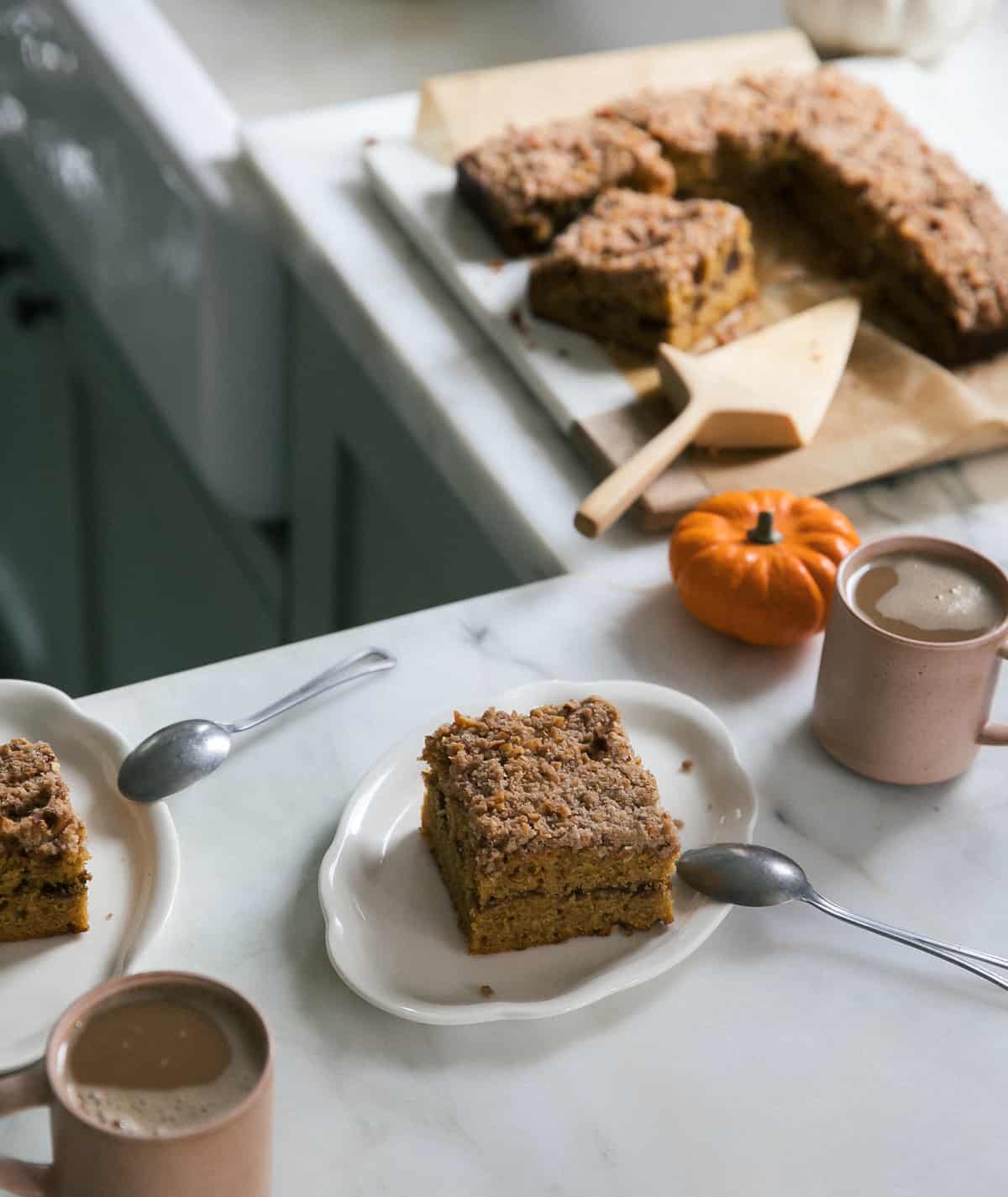 Pumpkin Coffee Cake on plate.