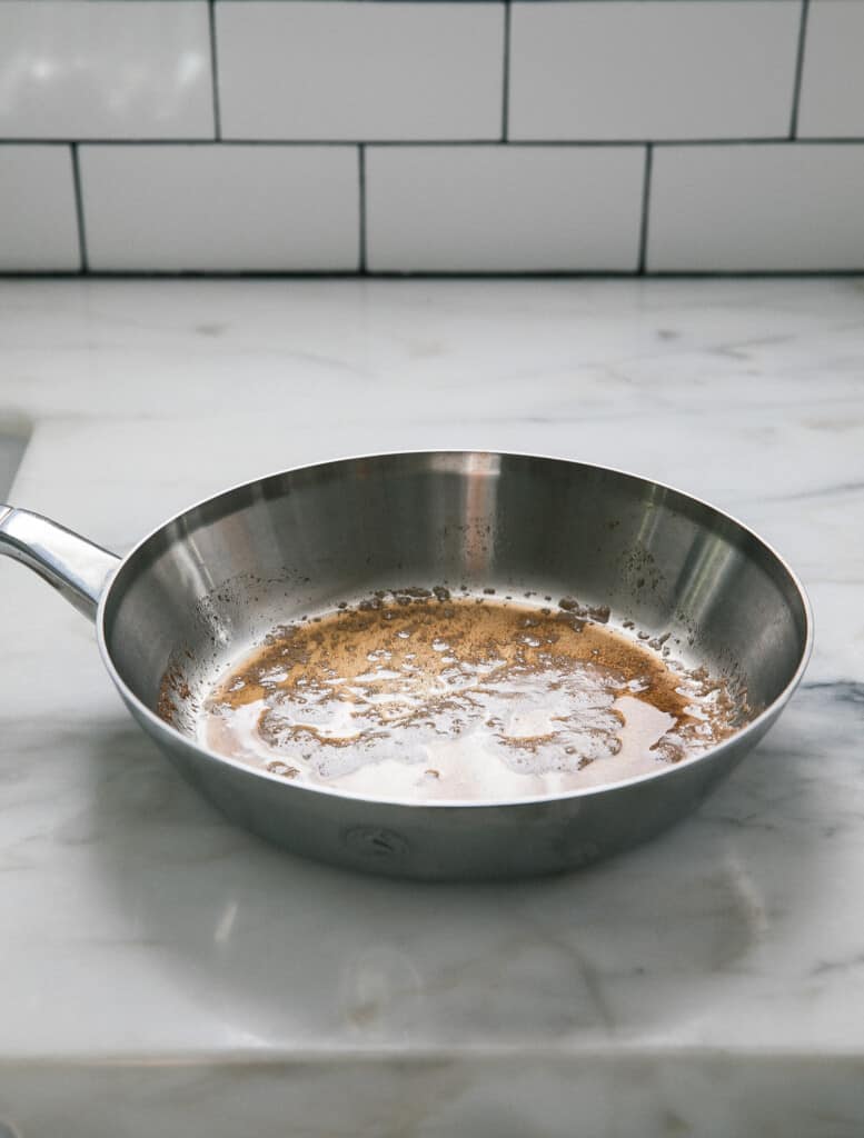 Brown butter in skillet