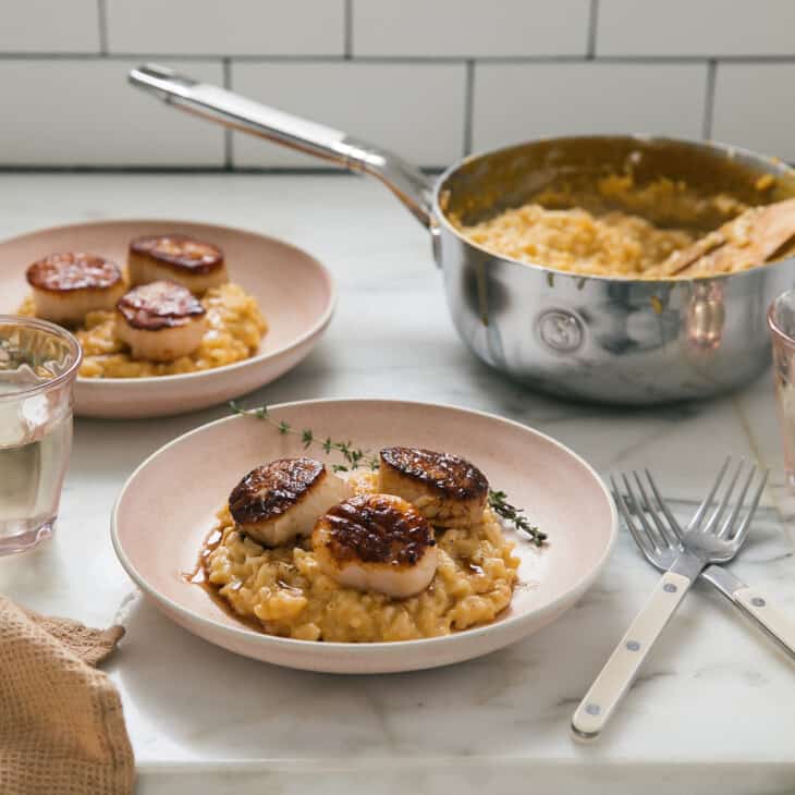 Brown Butter Scallops with Butternut Squash Risotto