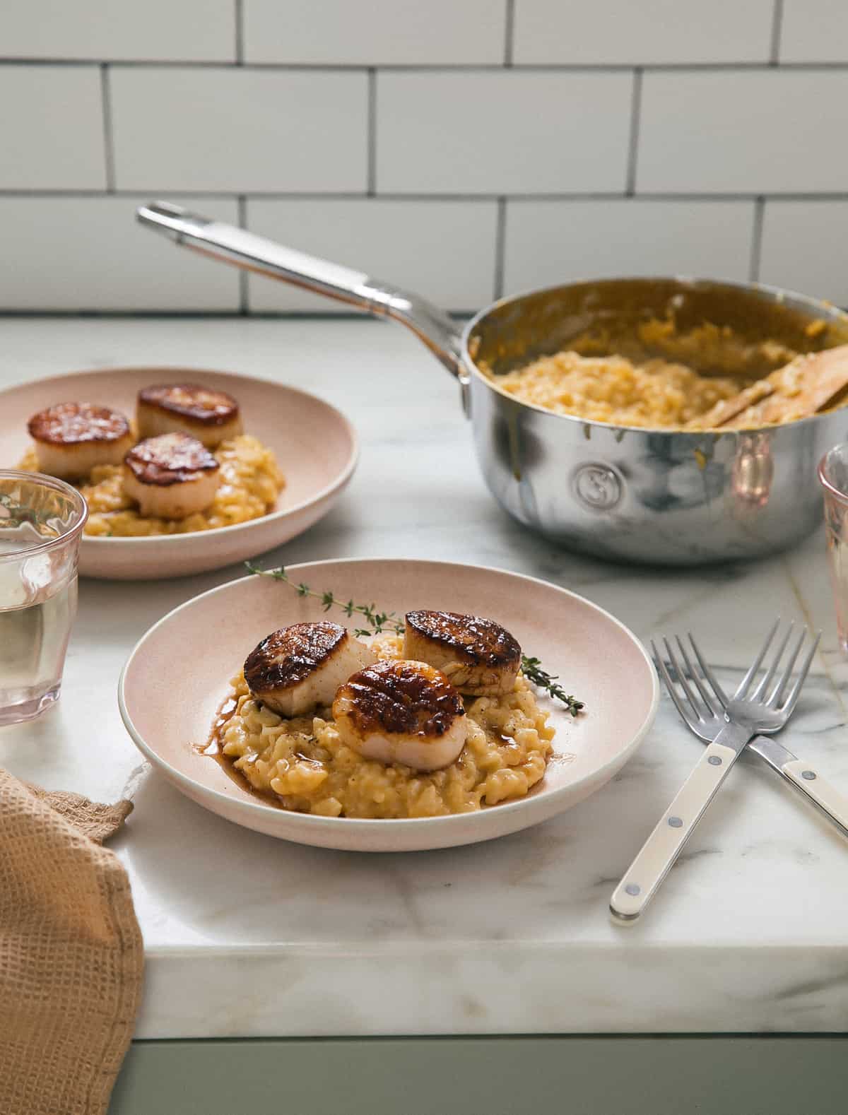 Brown Butter Scallops with Butternut Squash Risotto A Cozy Kitchen