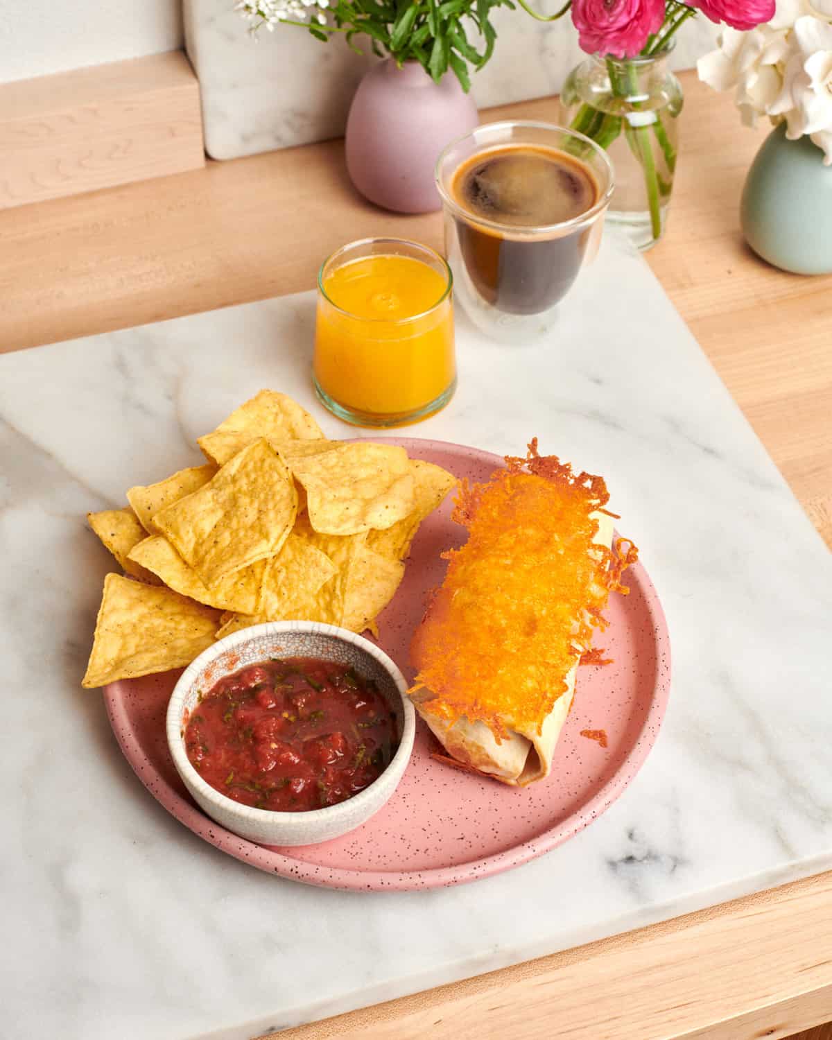 breakfast burritos with crispy cheese skirt