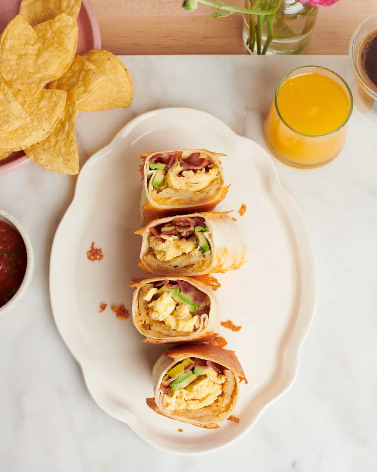 breakfast burritos with crispy cheese skirt