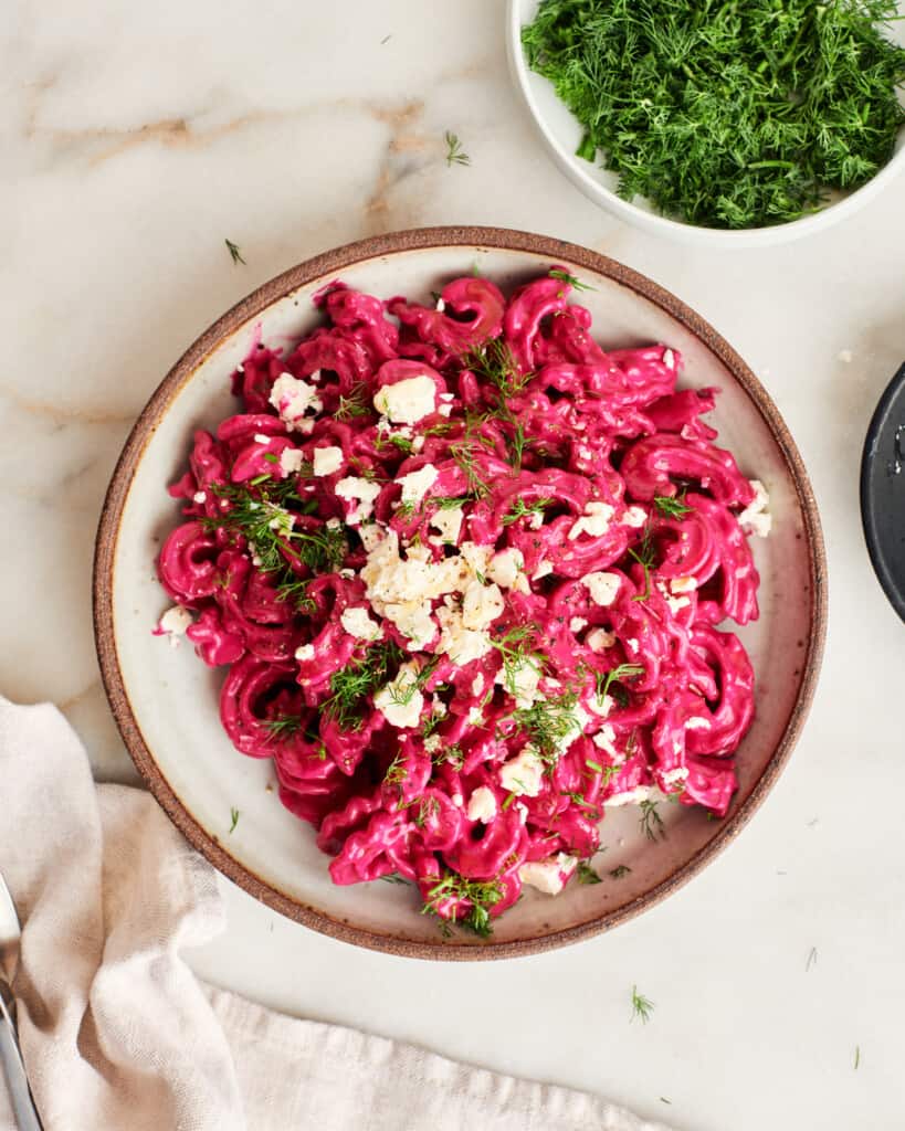 Roasted Beet and Feta Pasta - A Cozy Kitchen