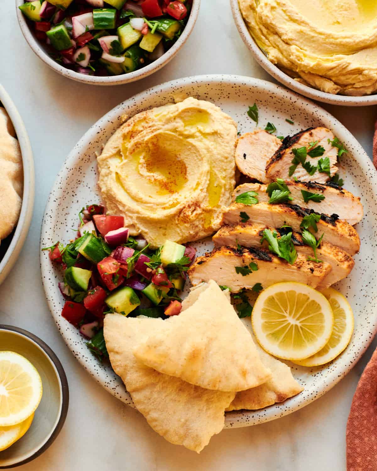 Grilled Mediterranean Chicken Breast with Sides.