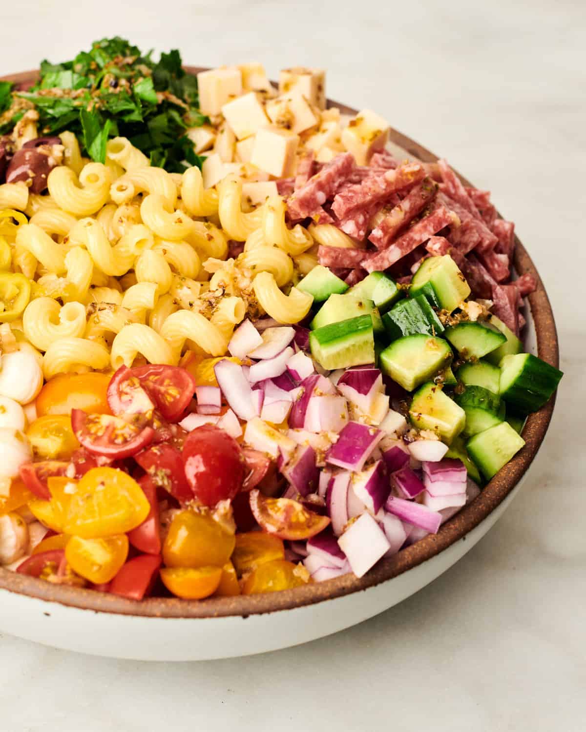 Italian Pasta Salad in a bowl. 