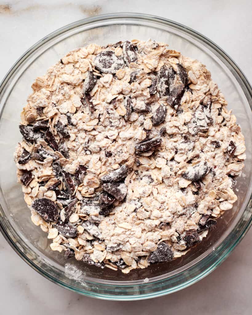Dry Ingredients for Oatmeal Chocolate Chip Cookies