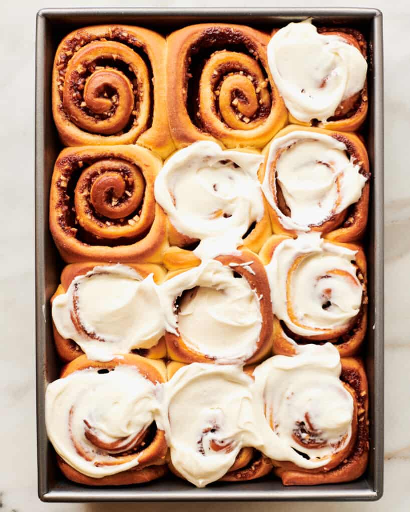 Apple Cinnamon Rolls with frosting on top.  