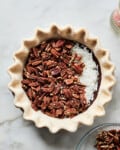 Layering Filling in Chocolate Coconut Pecan Pie