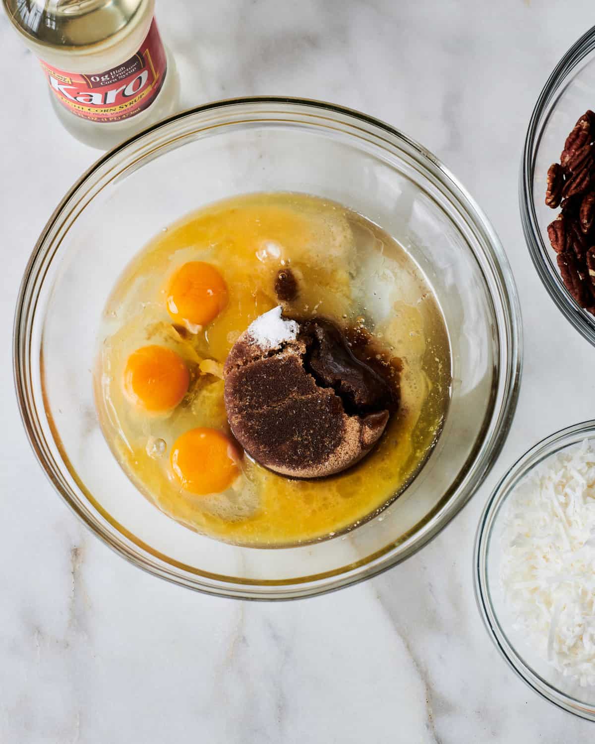 Ingredients for Chocolate Coconut Pecan Pie