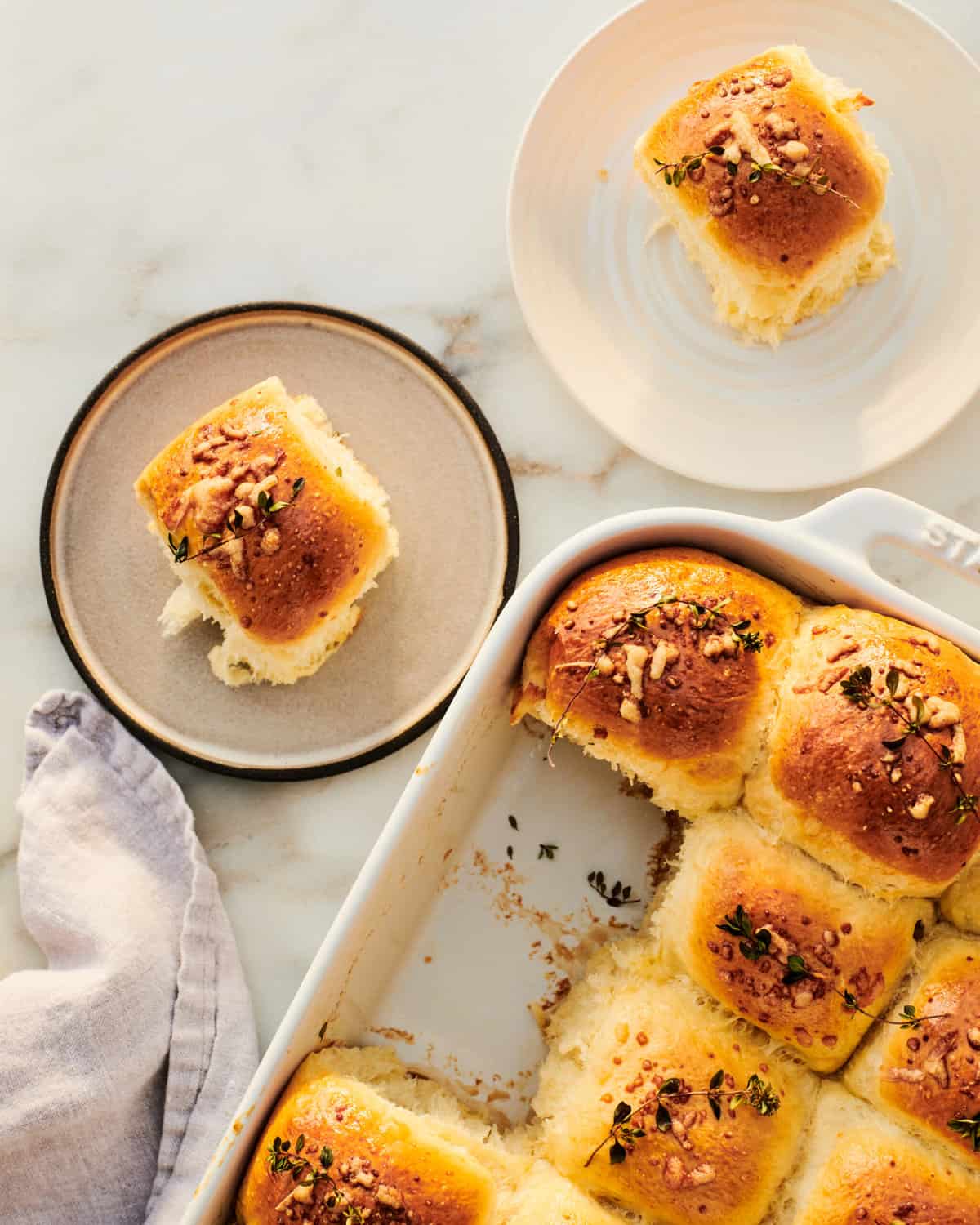 French Onion Rolls Plated and in Pan