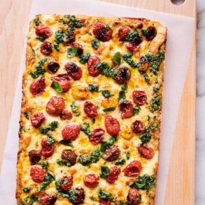 Pesto Slow-Roasted Tomato Detroit-Style Pizza