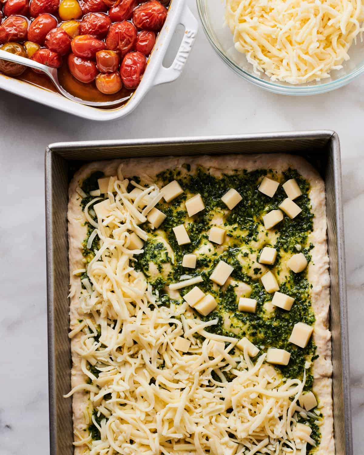 Detroit-Style Pizza with Pesto