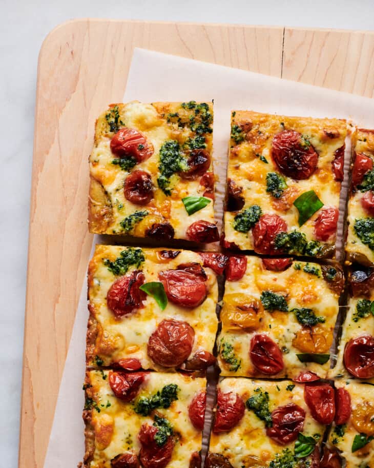 Pesto SlowRoasted Tomato DetroitStyle Pizza A Cozy Kitchen