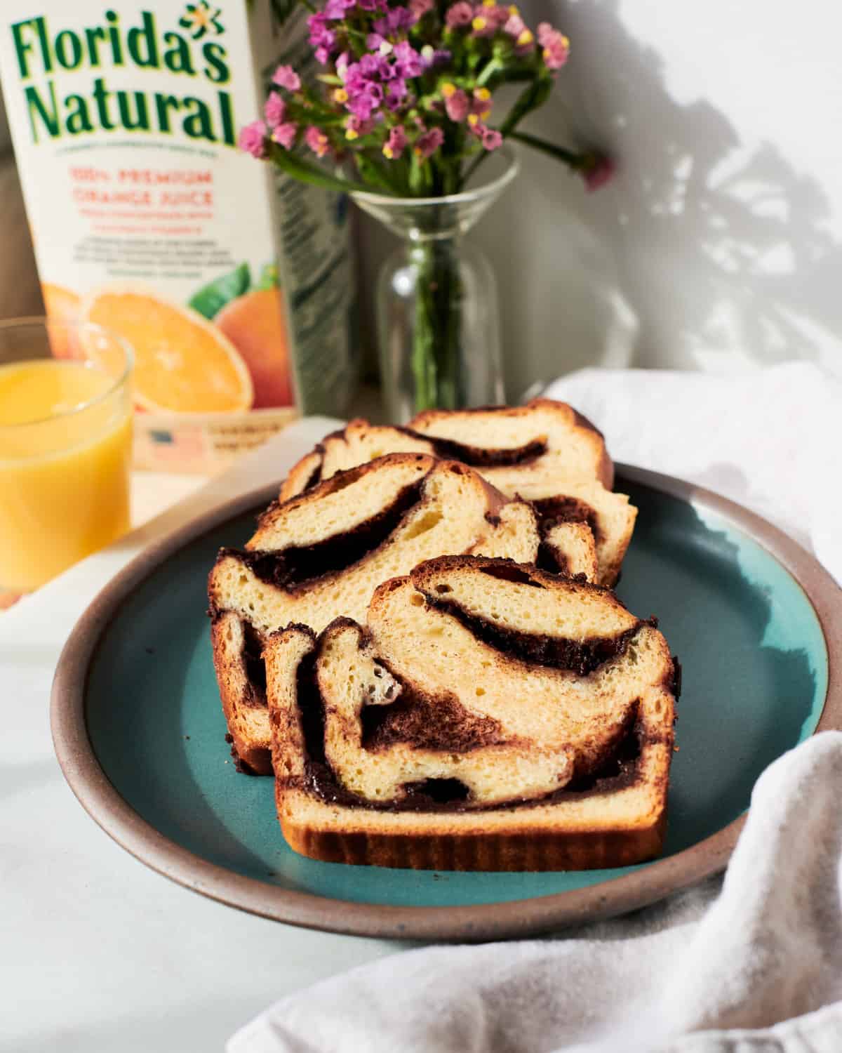 Chocolate Orange Babka Slices with Florida's Natural Orange Juice