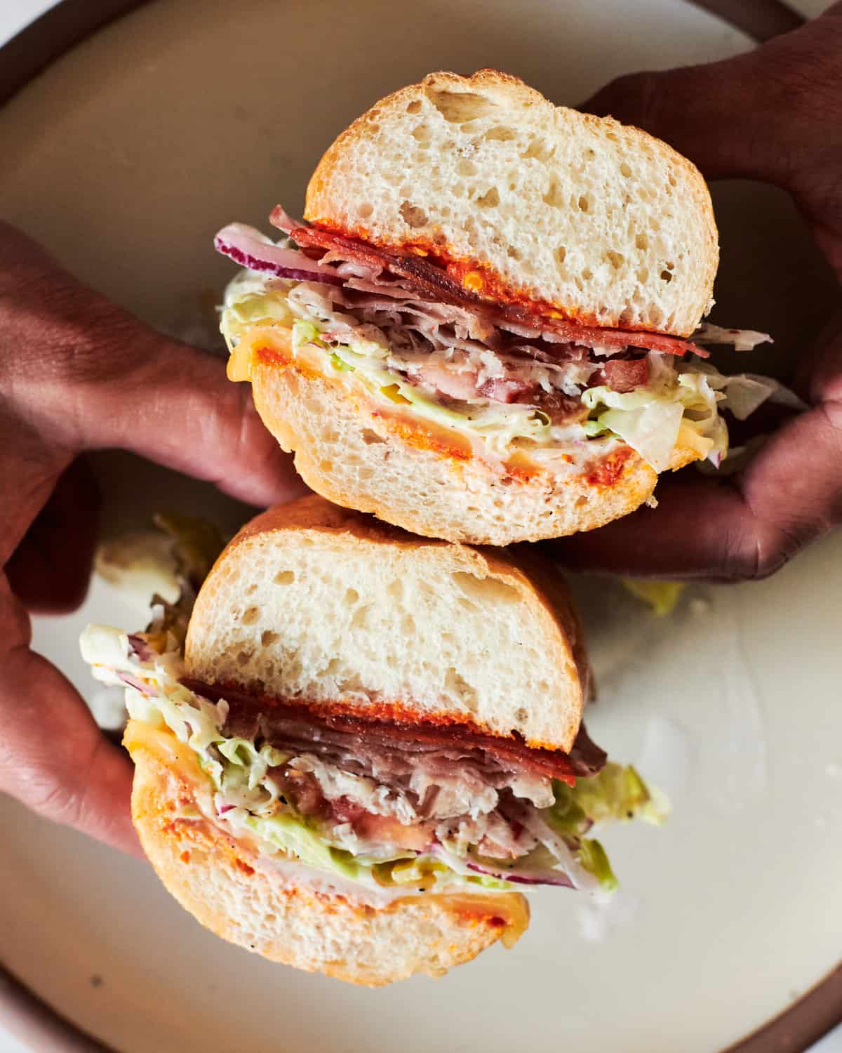 Grinder Sandwich Halves in Hand