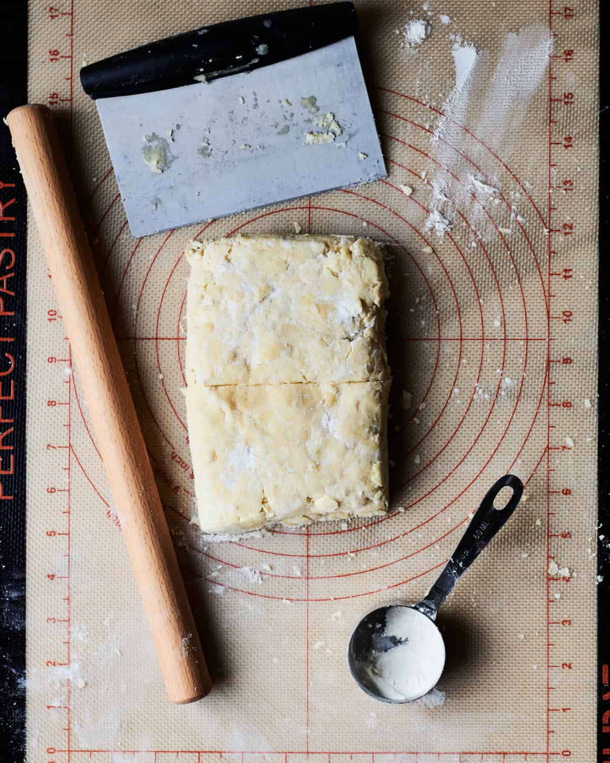 pie dough in a block. 