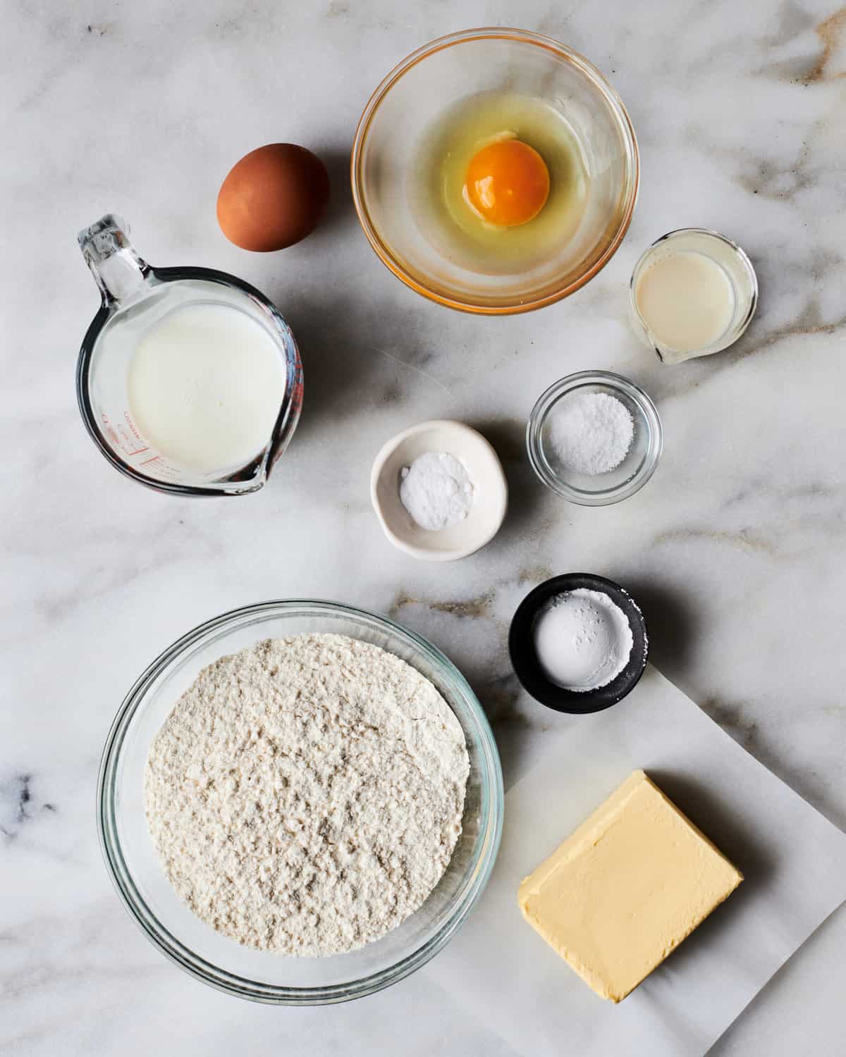 Ingredients for buttermilk biscuits. 