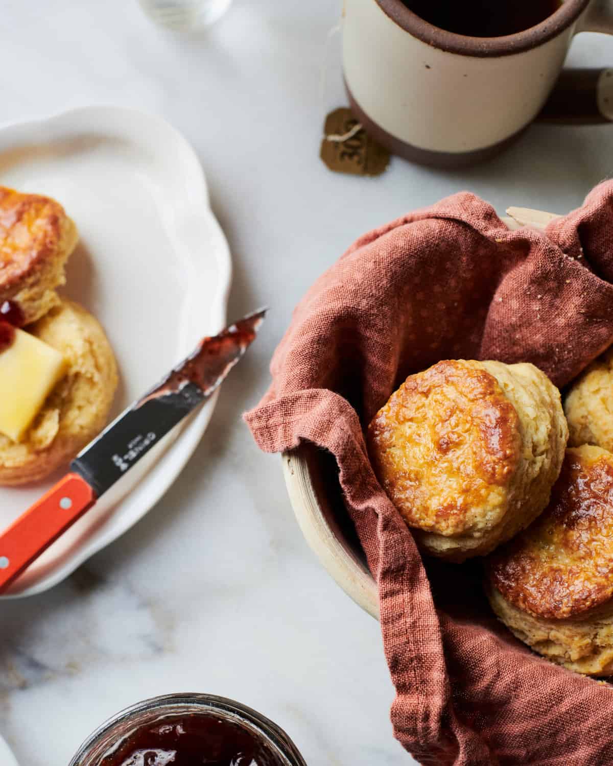 Buttermilk Biscuits in bowl and on a plate. 