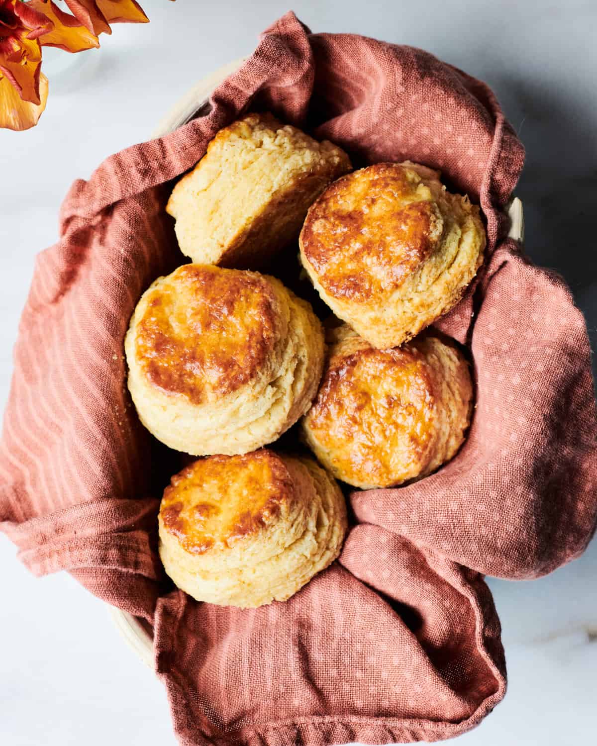 Buttermilk Biscuits in basket. 