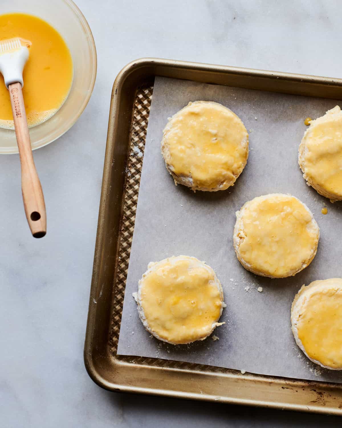 Biscuits with egg wash on them. 