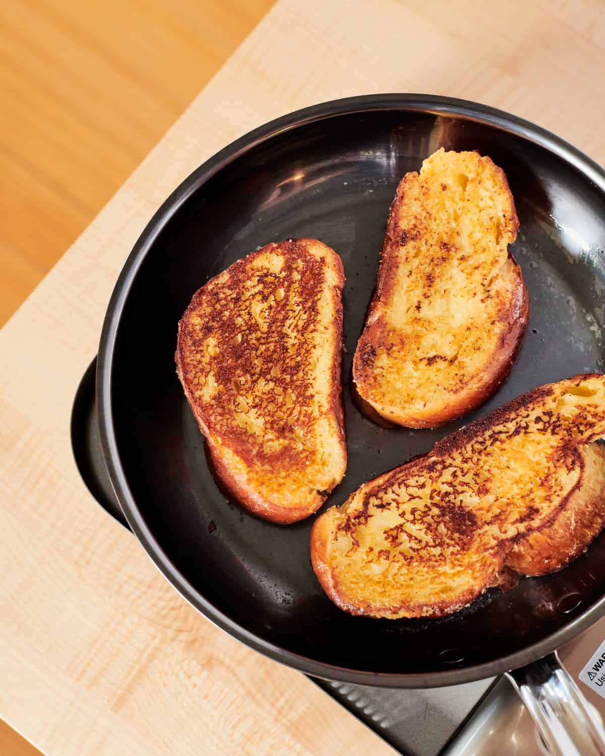 challah french toast in pan