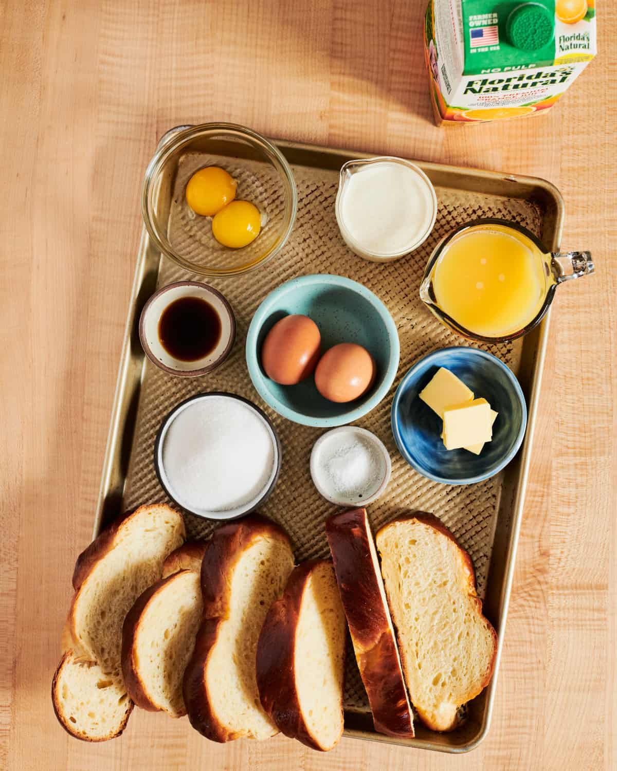 ingredients for orange challah french toast