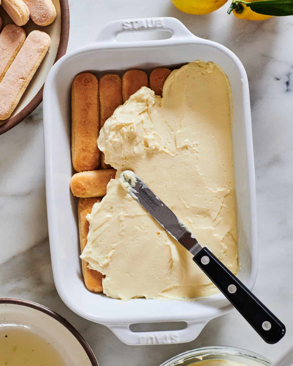 Limoncello Tiramisu Layering in Filling.
