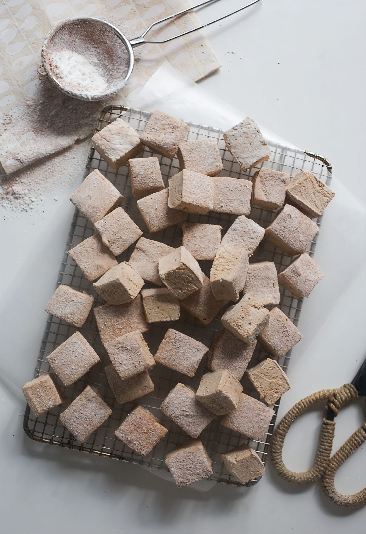 Coffee Marshmallows on a cooling rack. 