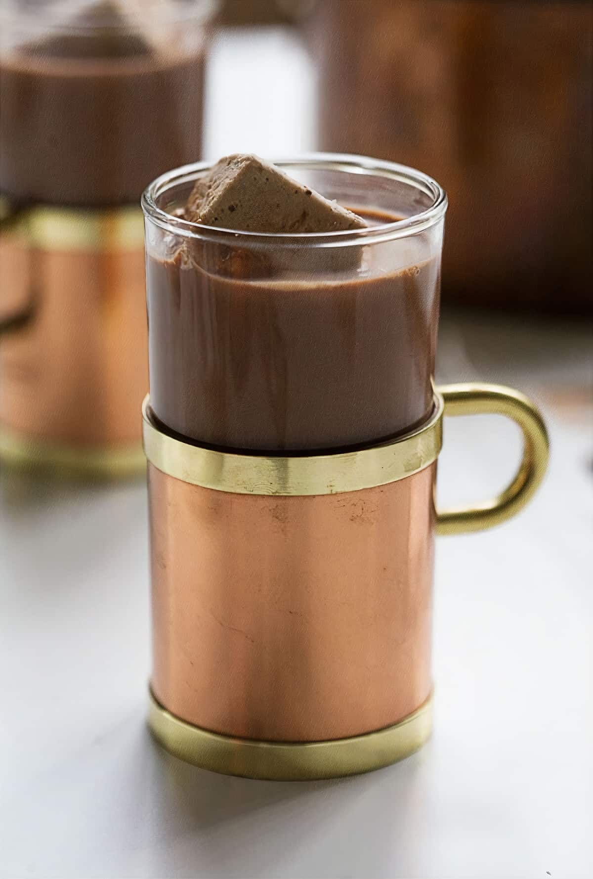Mug of Homemade Hot Chocolate with marshmallows on top. 