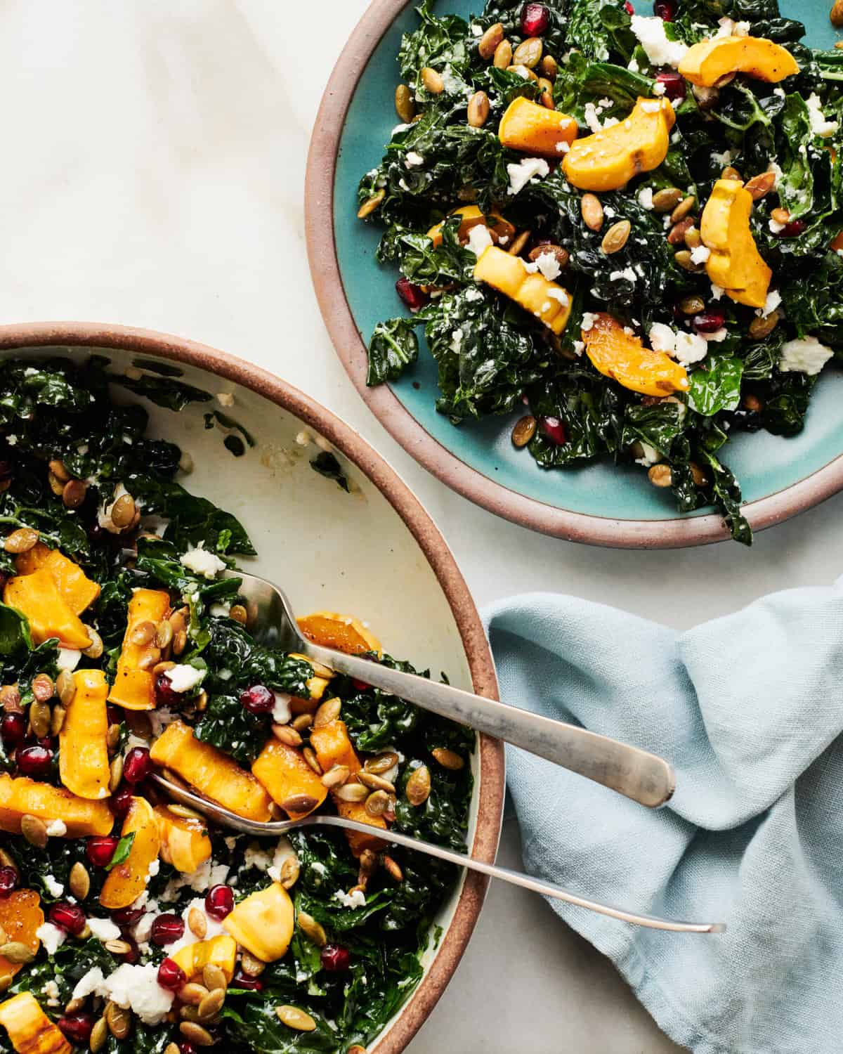 Fall Harvest salad with bowl on the side. 