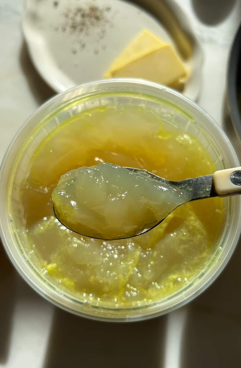 Chicken stock all solidified.