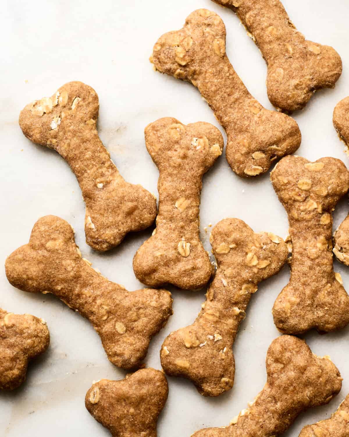 Homemade Dog Treats on parchment paper. 