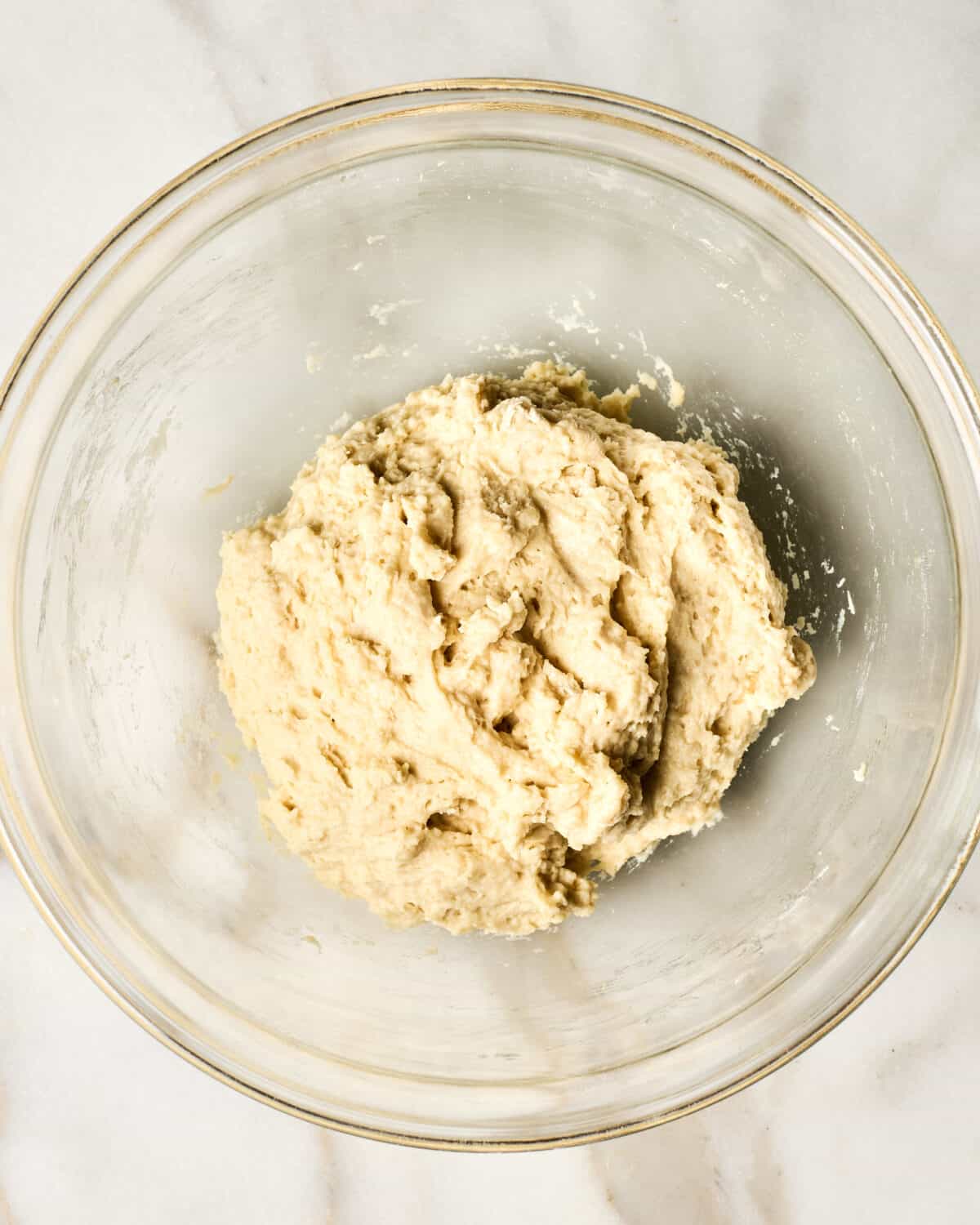 Dough formed in a bowl. 