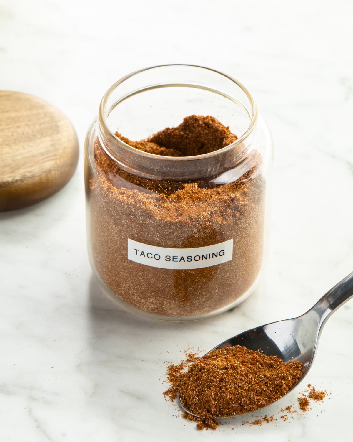 Taco Seasoning jar. 