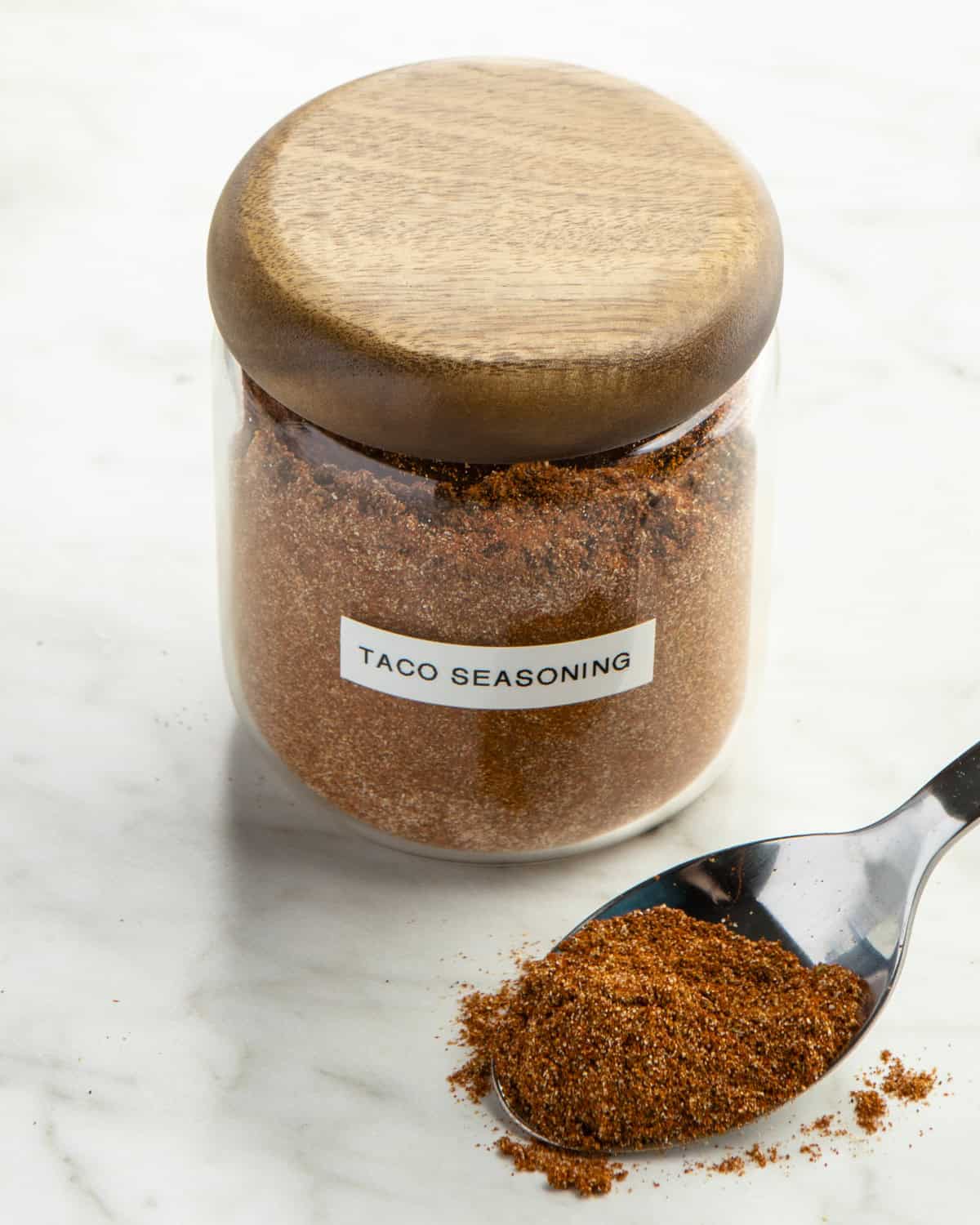 Taco Seasoning jar.