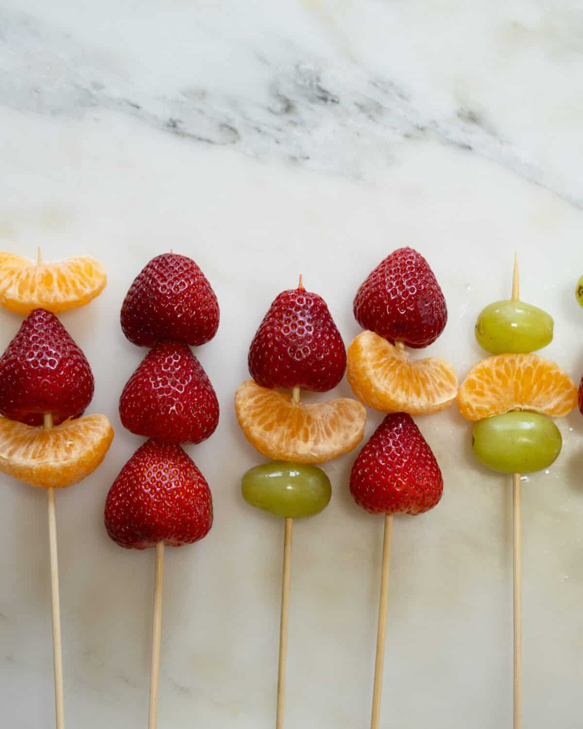Fruit on a skewer. 