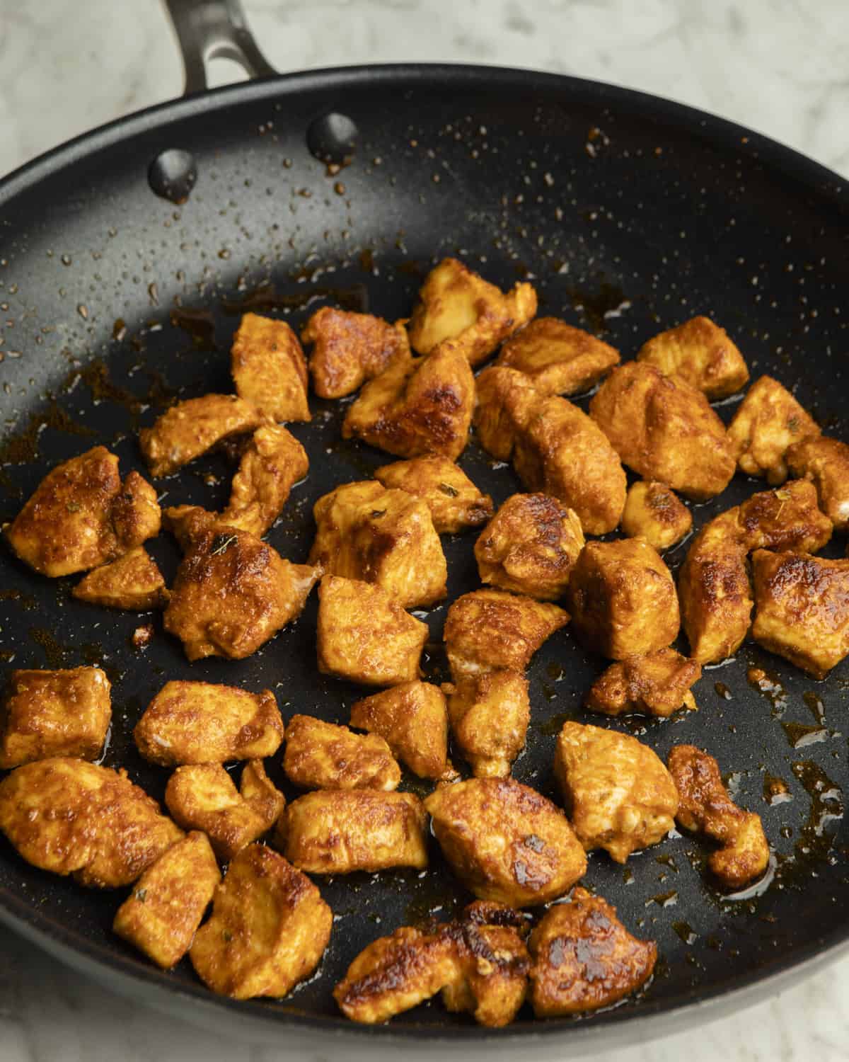 Chicken in pan cooked. 
