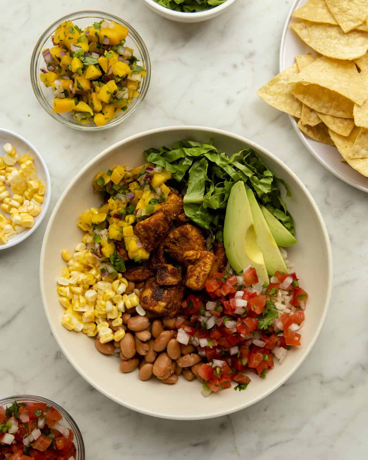 Chicken Burrito Bowl on counter. 