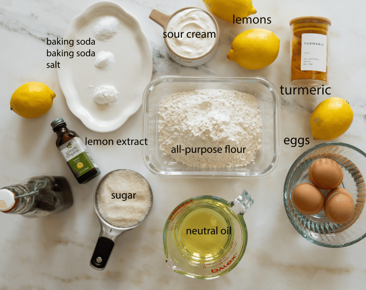 Ingredients for Lemon Loaf. 