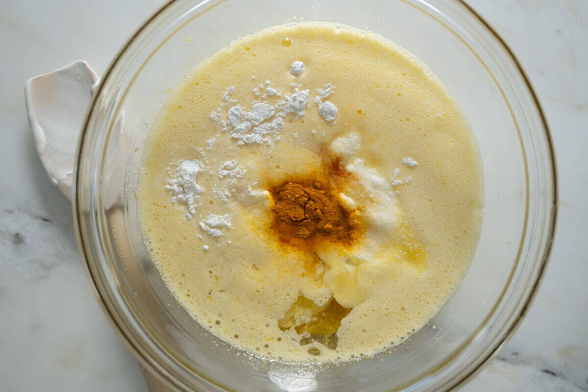 More ingredients added to batter. 